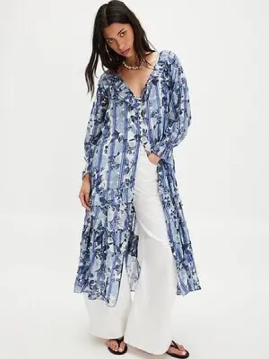 Free People Dresses & Skirts - Free People NWT Blue Floral Midi Dress S